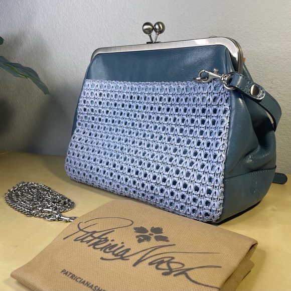 Patricia Nash Casini Leather Frame Satchel - Blue Looped Weave - Picture 3 of 8